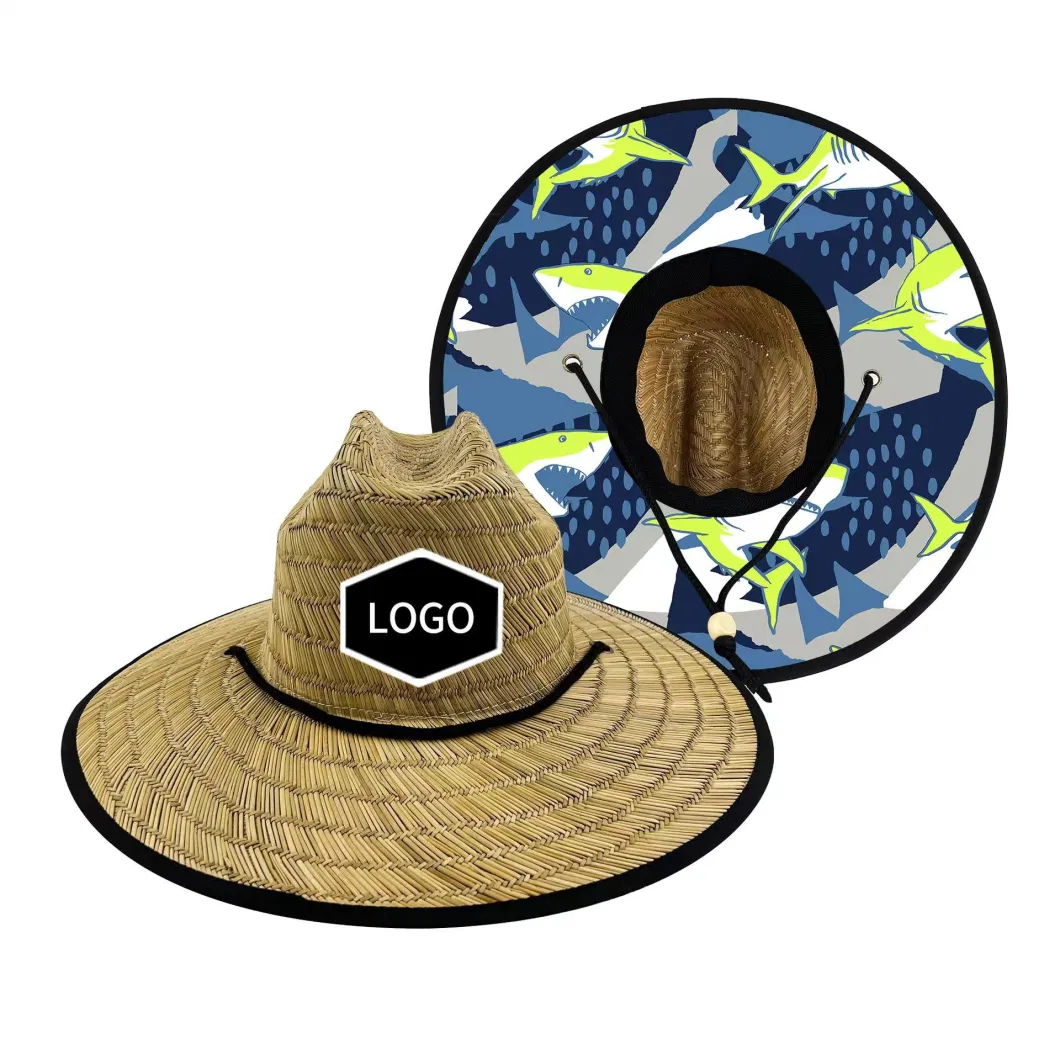 Custom Under Brim Printing Pattern Straw Hat Bulk Straw Cowboy Hats