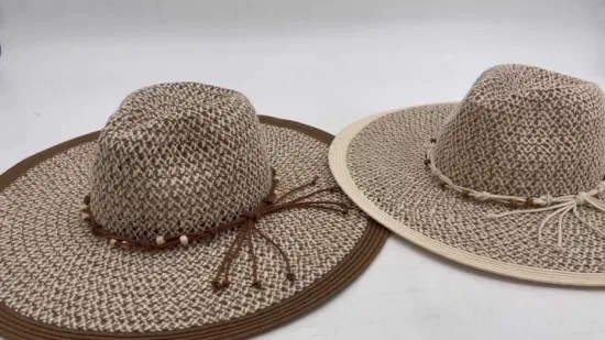 Mode Hüte Frauen Dame Multi Mixed Braid Floppy Papier Sommer Hut Großhandel Strohhut für Reisen